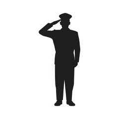 standing military army soldier giving salute silhouette vector art