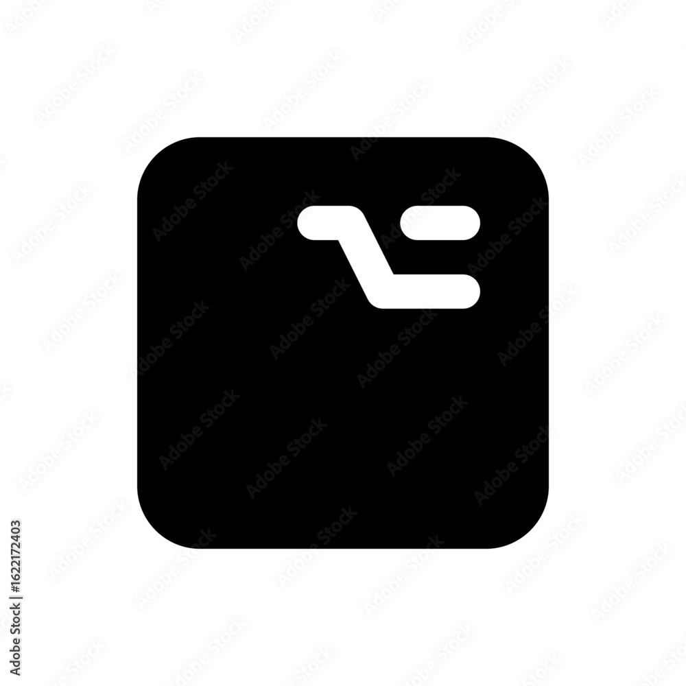 Poster black rounded square with white reclining figure and horizontal line in the corner design element