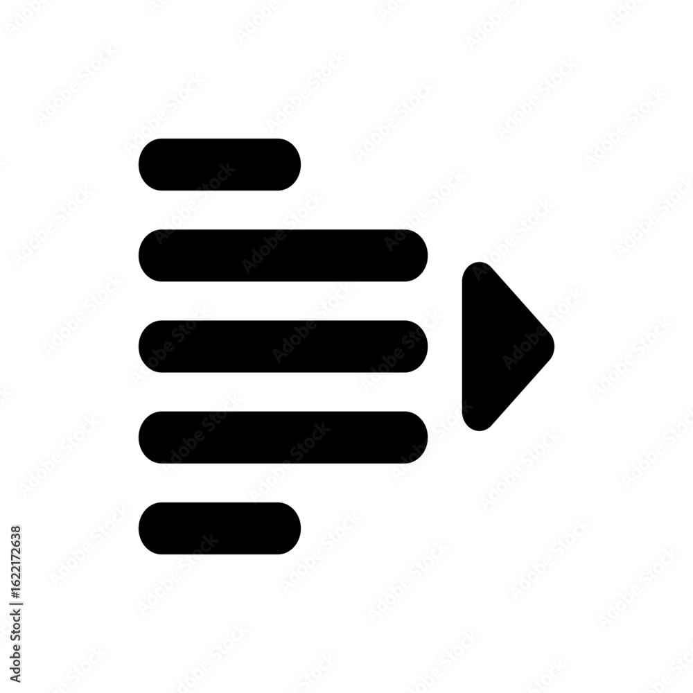 Poster black bars of varying lengths aligned vertically with a black triangle pointing to the right side ic