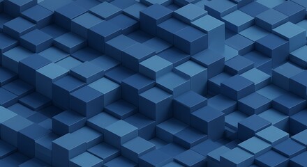 Deep Blue Cubic Abstract: 3D Render, Textured Depth