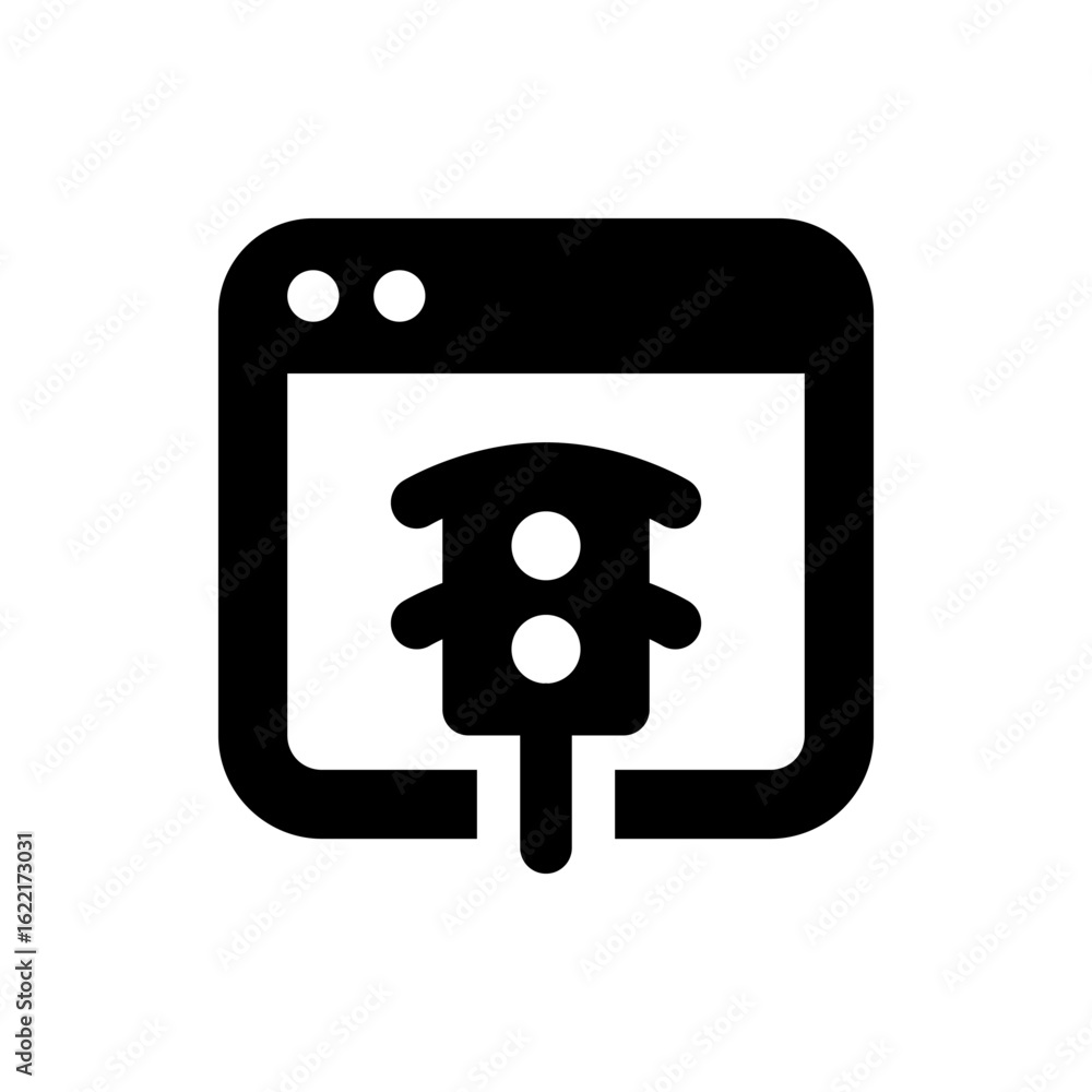 Poster black square icon displaying a stylized wifi signal with two circles at the top left corner of the s