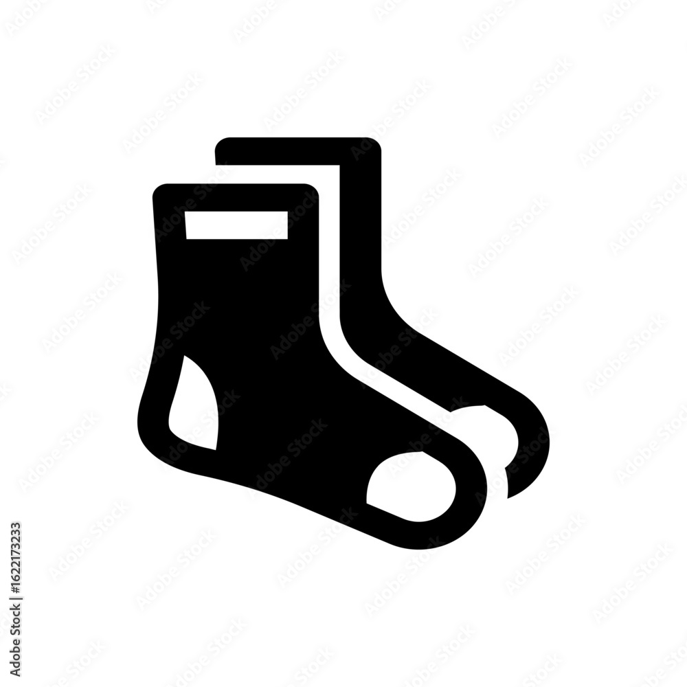 Poster two black socks are displayed with one slightly behind the other in a simple and minimalist design s