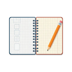 A spiral notebook with a pencil resting on its blank pages, ready for writing