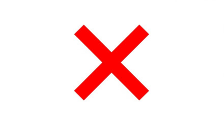 Red cross mark isolated on white background, a symbol of error and rejection