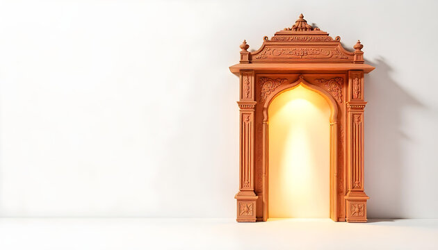 indian temple gate door isolated on white background