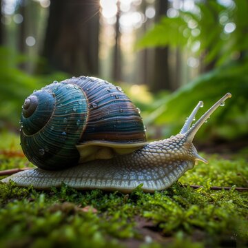 snails walking on the grassy ground
