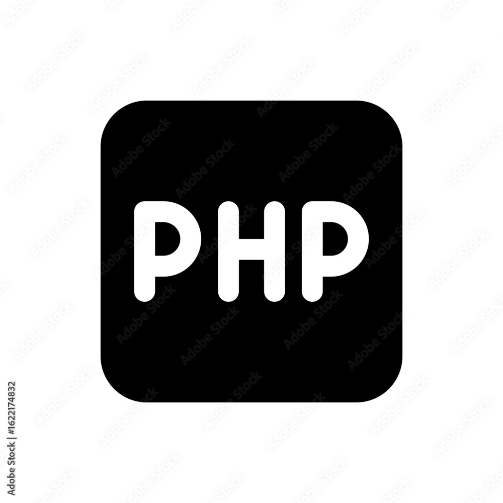 Aufkleber illustration of the php logo displayed in white against a black rounded square background in a simpl