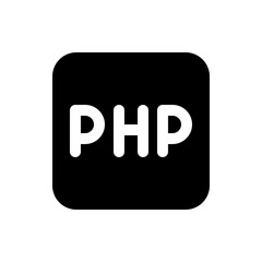 Illustration of the php logo displayed in white against a black rounded square background in a simple style