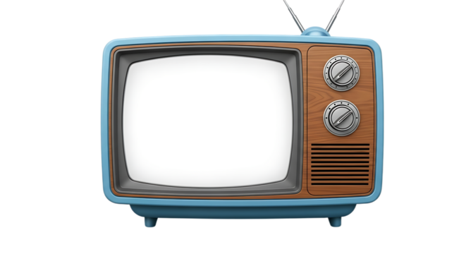 Vintage television set isolated on transparent background