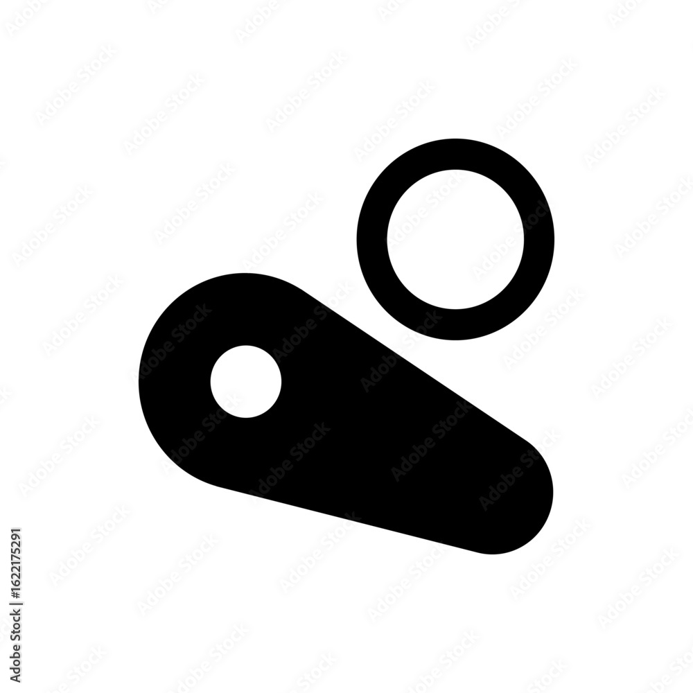 Poster stylized drawing of a black abstract shape with curved lines and a series of dots arranged below it
