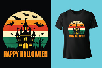 Happy halloween retro vintage t shirt design