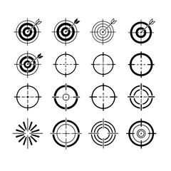 set of target icon vector , target and crosshair icons in various styles and designs