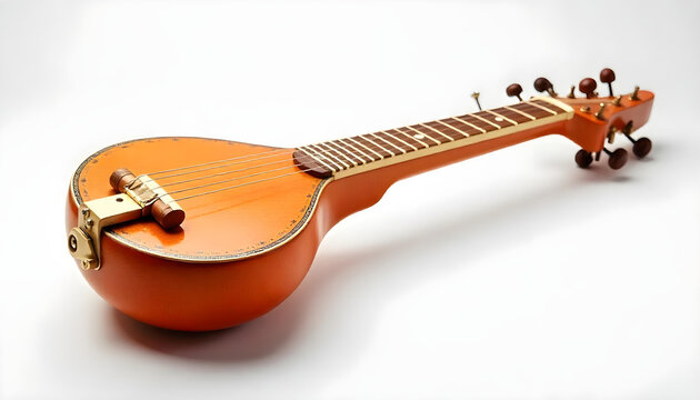indian veena musical instrument isolated on white background