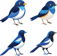 Simple Black and White Illustration of an Oriental MagpieRobin Bird Posing Sideways
