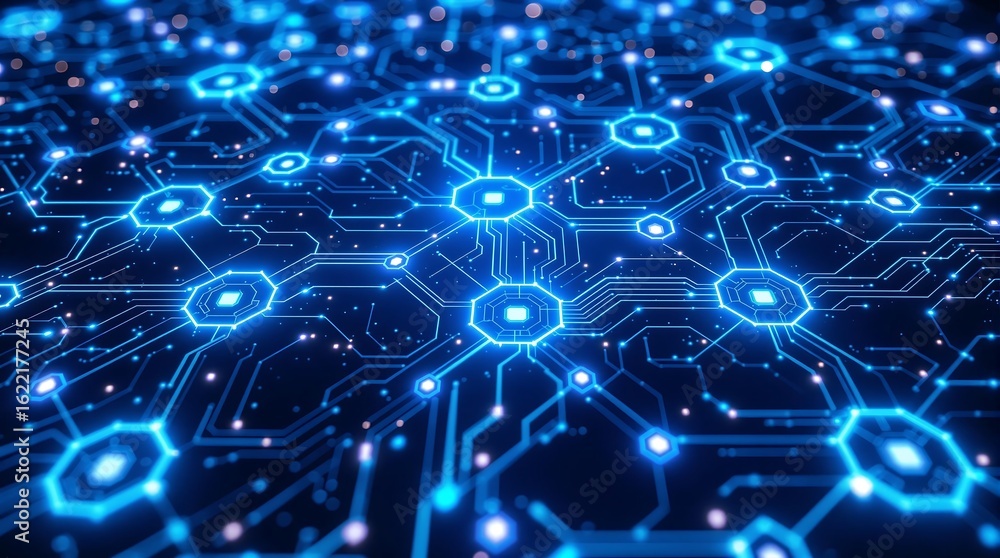 Aufkleber blue circuit board technology background digital network connection motherboard system