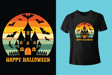 Happy halloween retro vintage t shirt design