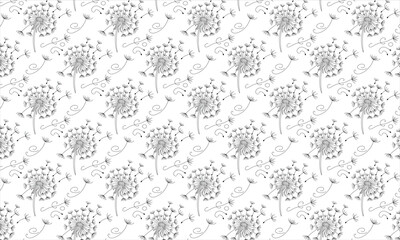 Dandelion seeds blowing in the wind pattern.