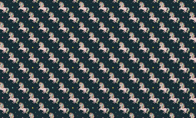 Pastel unicorns and stars pattern rainbow fantasy.