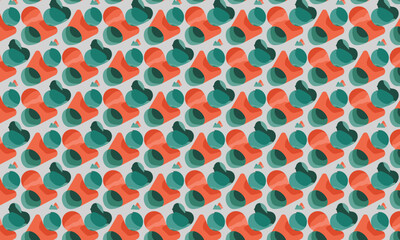 Abstract shapes pattern coral teal vector.