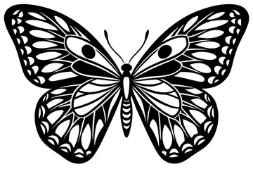 Vector art of silhouette of black and white butterfly