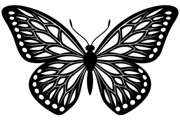 Vector art of silhouette of black and white butterfly