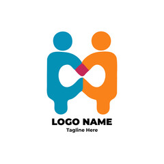 Unified Teamwork Solutions: Abstract Human Chain Branding Mark