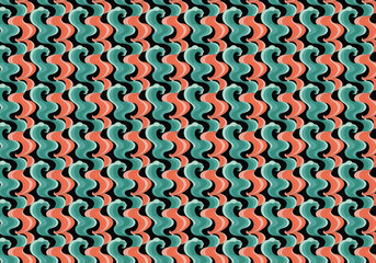 Coral Teal Swirls Pattern abstract wave.
