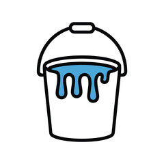 bucket with dripping paint isolated icon vector illustration design, thick line
