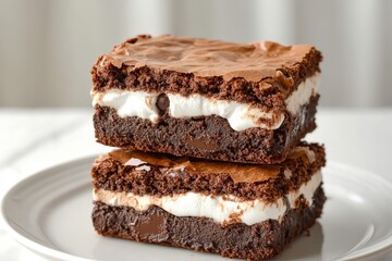 Stacked marshmallow brownie treats