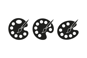 Artist Palette and Brush Vector Icons