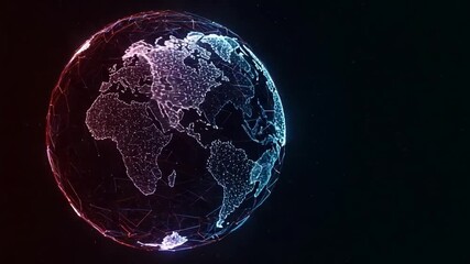 Digital earth hologram glows with interconnected nodes Technology merges with our world showcasing global data sharing and network connectivity - Powered by Adobe