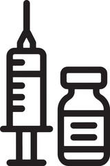 Medical syringe and vial icon healthcare injection