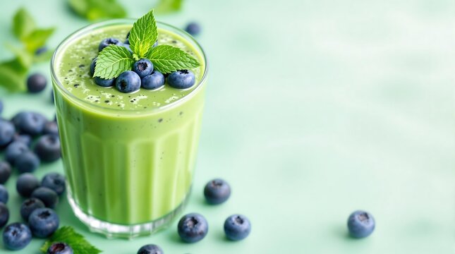 Delicious green smoothie with blueberries and mint recipe healthy breakfast ideas drink 90