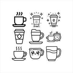 coffee cup icons set vector art illustration on white background 