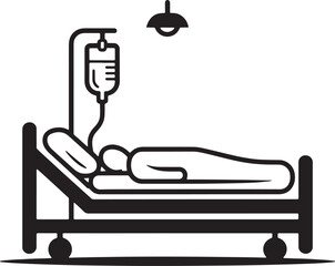 Patient receiving intravenous therapy under a medical lamp hospital bed intravenous drip