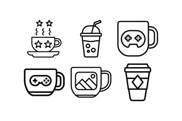 6 mos coffee cup icons vector art illustration on white background 