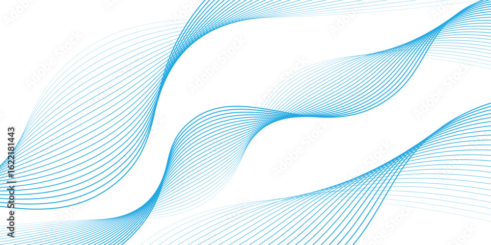 Poster futuristic abstract blue smooth wave on a white background. dynamic sound wave. design element. eps 