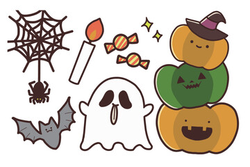 ハロウィンのかわいいキャラクターのイラスト　アイコン