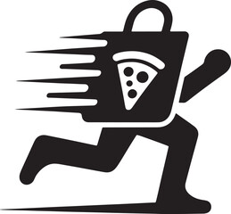Running bag with pizza slice motion lines delivery food