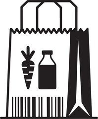 Shopping bag with carrot and bottle paper bag grocery bag