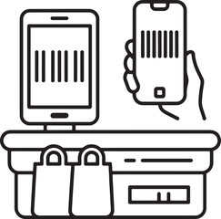 Shopping cart with barcode scanner and bags phone
