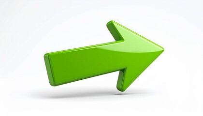 A glossy 3D green arrow icon points upward, symbolizing business success and growth
