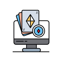 digital casino lineal color line icon with white background vector stock illustration
