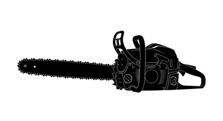 Silhouette of a chainsaw isolated on white background