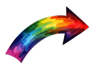 Vibrant watercolor rainbow arrow pointing to the right