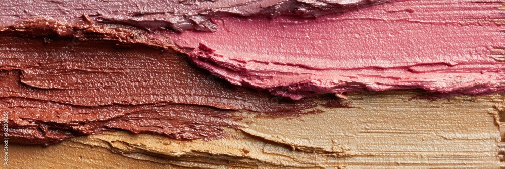 Poster close-up view of artistic makeup textures showcasing a rich palette of colors and layered applicatio