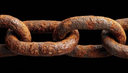 Fototapeta premium Close-up of a rusty metal chain against a black background