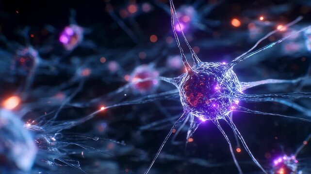 Futuristic digital rendering of synaptic boutons discharging vibrant neon chemical messengers into the intercellular space.