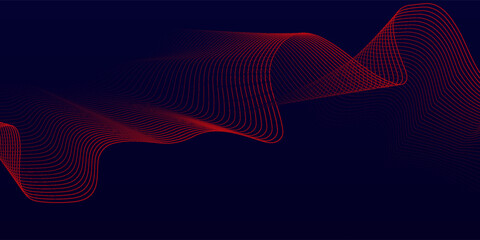 Abstract red wave line pattern on dark blue background. Futuristic technology concept.