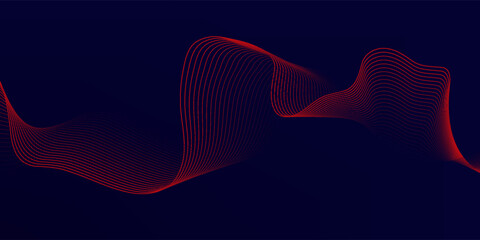 Abstract red wave line pattern on dark blue background. Futuristic technology concept.